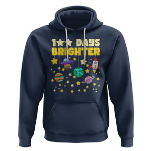 100th Day Of School Hoodie 100 Days Brighter Stars Rocket Outer Space TS09 Navy Printyourwear
