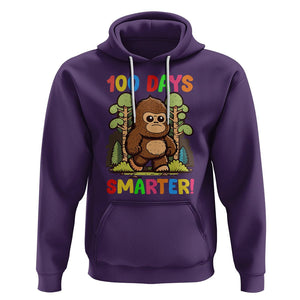 100th Day Of School Hoodie 100 Days Smarter Cute Bigfoot Sasquatch TS09 Purple Printyourwear