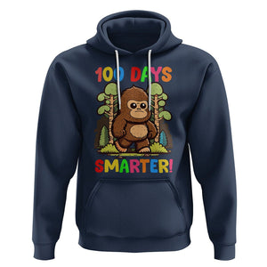 100th Day Of School Hoodie 100 Days Smarter Cute Bigfoot Sasquatch TS09 Navy Printyourwear