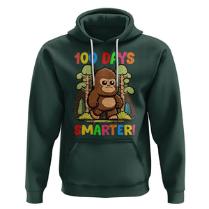 100th Day Of School Hoodie 100 Days Smarter Cute Bigfoot Sasquatch TS09 Dark Forest Green Printyourwear