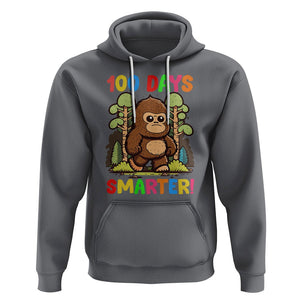 100th Day Of School Hoodie 100 Days Smarter Cute Bigfoot Sasquatch TS09 Charcoal Printyourwear
