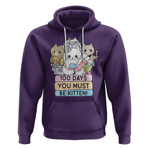 100th Day Of School Hoodie 100 Days You Must Be Kitten Cute Cat TS09 Purple Printyourwear