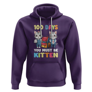 100th Day Of School Hoodie 100 Days You Must Be Kitten Cute Cat TS09 Purple Printyourwear