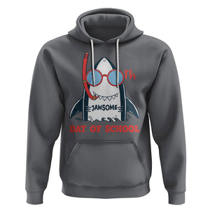 100th Day Of School Hoodie 100 Jawsome Days Funny Shark TS09 Charcoal Printyourwear