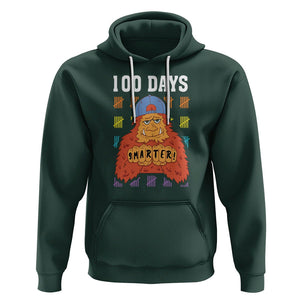 100th Day Of School Hoodie 101 Days Smarter Cool Bigfoot Sasquatch TS09 Dark Forest Green Printyourwear