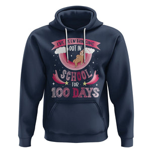 100th Day Of School Hoodie Hanging Out In School For 100 Days Funny Sloth TS09 Navy Printyourwear