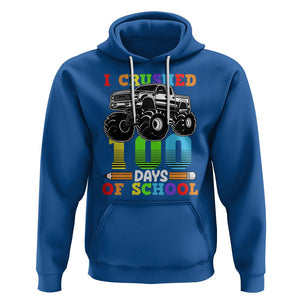 100th Day Of School Hoodie I Crushed 100 Days Monster Truck TS09 Royal Blue Printyourwear