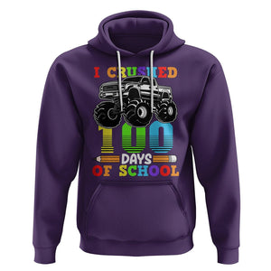 100th Day Of School Hoodie I Crushed 100 Days Monster Truck TS09 Purple Printyourwear