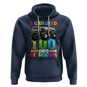 100th Day Of School Hoodie I Crushed 100 Days Monster Truck TS09 Navy Printyourwear