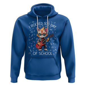 100th Day Of School Hoodie I Rocked 100 Days Funny Cat Play Guitar Rock Lover TS09 Royal Blue Printyourwear