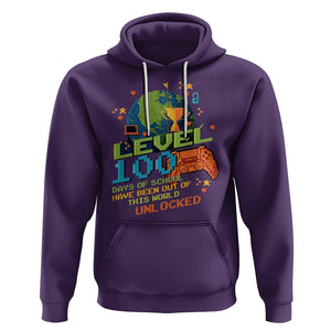 100th Day Of School Hoodie Level 100 Days Have Been Out Of This World Unlocked Gamer Outer Space TS09 Purple Printyourwear
