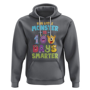 100th Day Of School Hoodie This Little Monster is 100 Days Smarter TS09 Charcoal Printyourwear