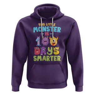 100th Day Of School Hoodie This Little Monster is 100 Days Smarter TS09 Purple Printyourwear