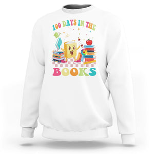 100th Day Of School Sweatshirt 100 Days In The Books Reading Bookworm TS09 White Printyourwear