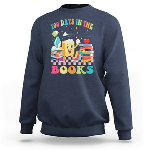 100th Day Of School Sweatshirt 100 Days In The Books Reading Bookworm TS09 Navy Printyourwear