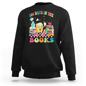 100th Day Of School Sweatshirt 100 Days In The Books Reading Bookworm TS09 Black Printyourwear