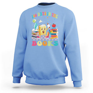 100th Day Of School Sweatshirt 100 Days In The Books Reading Bookworm TS09 Carolina Blue Printyourwear