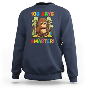 100th Day Of School Sweatshirt 100 Days Smarter Cute Bigfoot Sasquatch TS09 Navy Printyourwear