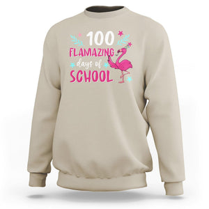 100th Day Of School Sweatshirt 100 Flamazing Days Flamingo TS09 Sand Printyourwear