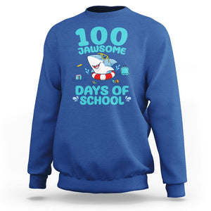 100th Day Of School Sweatshirt 100 Jawsome Days Funny Shark TS09 Royal Blue Printyourwear