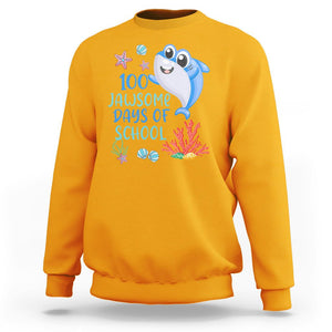 100th Day Of School Sweatshirt 100 Jawsome Days Funny Shark TS09 Gold Printyourwear