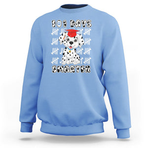 100th Day Of School Sweatshirt 101 Days Smarter Cute Dalmatian Dog TS09 Carolina Blue Printyourwear