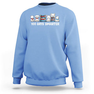 100th Day Of School Sweatshirt 101 Days Smarter Cute Dog Puppy TS09 Carolina Blue Printyourwear
