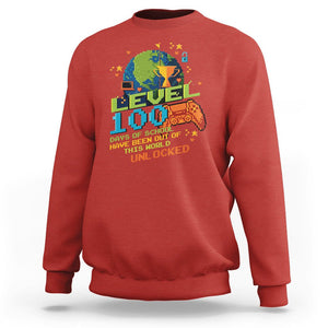 100th Day Of School Sweatshirt Level 100 Days Have Been Out Of This World Unlocked Gamer Outer Space TS09 Red Printyourwear