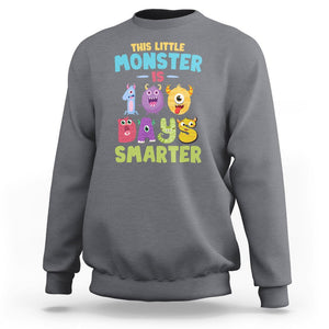100th Day Of School Sweatshirt This Little Monster is 100 Days Smarter TS09 Charcoal Printyourwear