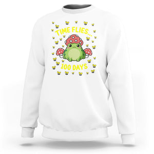 100th Day Of School Sweatshirt Time Flies Frog 100 Days TS09 White Printyourwear