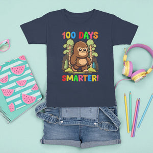 100th Day Of School T Shirt For Kid 100 Days Smarter Cute Bigfoot Sasquatch TS09 Navy Printyourwear