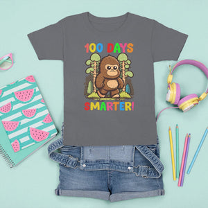 100th Day Of School T Shirt For Kid 100 Days Smarter Cute Bigfoot Sasquatch TS09 Charcoal Printyourwear