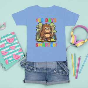100th Day Of School T Shirt For Kid 100 Days Smarter Cute Bigfoot Sasquatch TS09 Carolina Blue Printyourwear