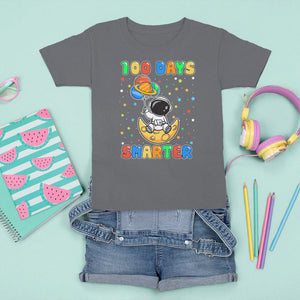 100th Day Of School T Shirt For Kid 100 Days Smarter Funny Astronaut Space Balloon TS09 Charcoal Printyourwear