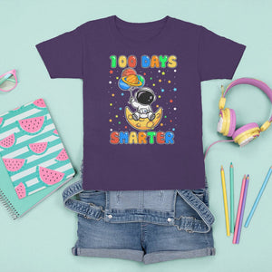 100th Day Of School T Shirt For Kid 100 Days Smarter Funny Astronaut Space Balloon TS09 Purple Printyourwear