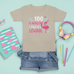 100th Day Of School T Shirt For Kid 100 Flamazing Days Flamingo TS09 Sand Printyourwear