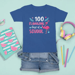 100th Day Of School T Shirt For Kid 100 Flamazing Days Flamingo TS09 Royal Blue Printyourwear