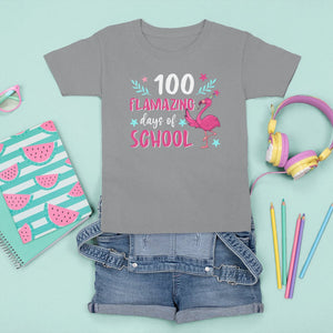 100th Day Of School T Shirt For Kid 100 Flamazing Days Flamingo TS09 Sport Gray Printyourwear