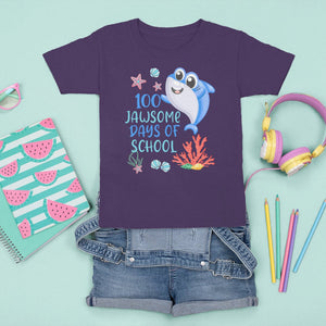 100th Day Of School T Shirt For Kid 100 Jawsome Days Funny Shark TS09 Purple Printyourwear