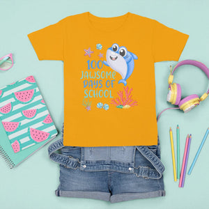 100th Day Of School T Shirt For Kid 100 Jawsome Days Funny Shark TS09 Gold Printyourwear