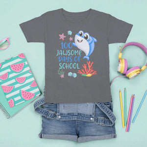 100th Day Of School T Shirt For Kid 100 Jawsome Days Funny Shark TS09 Charcoal Printyourwear