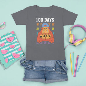 100th Day Of School T Shirt For Kid 101 Days Smarter Cool Bigfoot Sasquatch TS09 Charcoal Printyourwear
