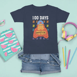 100th Day Of School T Shirt For Kid 101 Days Smarter Cool Bigfoot Sasquatch TS09 Navy Printyourwear