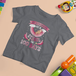100th Day Of School T Shirt For Kid Hanging Out In School For 100 Days Funny Sloth TS09 Charcoal Printyourwear