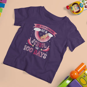 100th Day Of School T Shirt For Kid Hanging Out In School For 100 Days Funny Sloth TS09 Purple Printyourwear