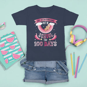 100th Day Of School T Shirt For Kid Hanging Out In School For 100 Days Funny Sloth TS09 Navy Printyourwear