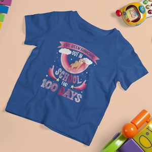 100th Day Of School T Shirt For Kid Hanging Out In School For 100 Days Funny Sloth TS09 Royal Blue Printyourwear