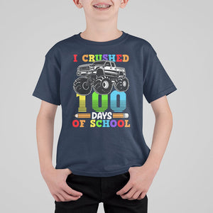 100th Day Of School T Shirt For Kid I Crushed 100 Days Monster Truck TS09 Navy Printyourwear