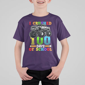 100th Day Of School T Shirt For Kid I Crushed 100 Days Monster Truck TS09 Purple Printyourwear