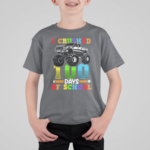 100th Day Of School T Shirt For Kid I Crushed 100 Days Monster Truck TS09 Charcoal Printyourwear